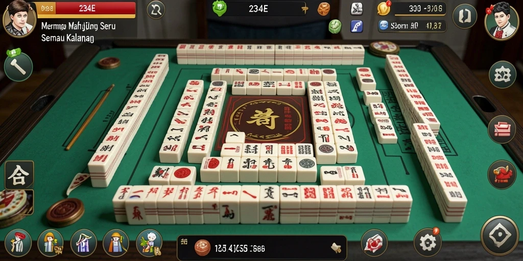 Tampilan gameplay seru dari permainan Mahjong 234E.