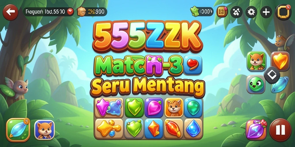 Gameplay seru dari 555ZK yang menampilkan tantangan Match-3.