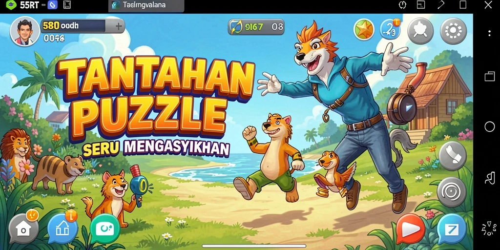 Tampilan gameplay <strong>55RT</strong> yang menantang dan penuh warna.
