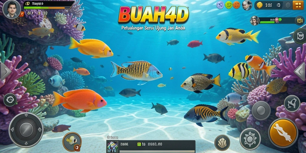 Tampilan menarik dari gameplay BUAH4D dengan aksi menembak ikan.