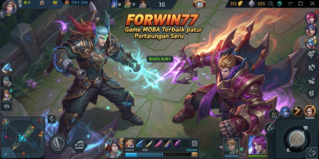 Gameplay seru dan menegangkan dalam FORWIN77 MOBA.