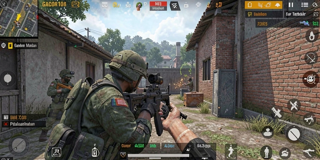 Tampilan gameplay GACOR108 dengan aksi tembak-menembak yang mendebarkan.