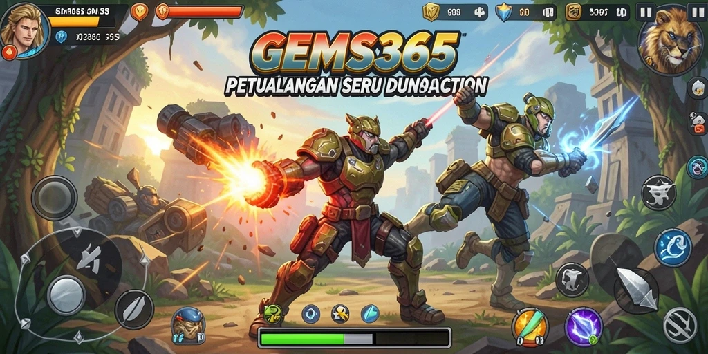 Tampilan gameplay GEMS365 yang penuh aksi dan tantangan.