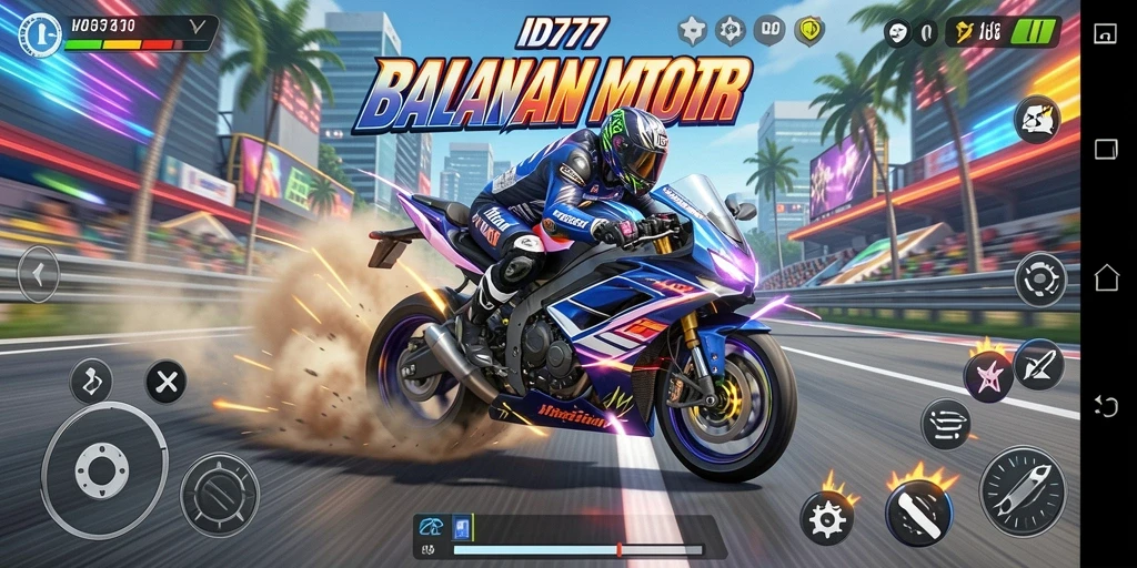 Screenshot gameplay <strong>ID777</strong> menampilkan aksi balapan yang mendebarkan.
