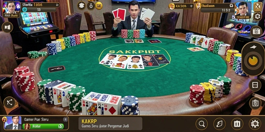 Screenshot KAKRP yang menampilkan aksi seru di meja Poker.