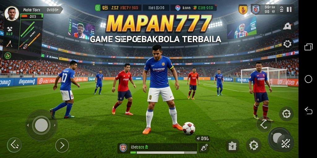 Tangkapan layar dari gameplay MAPAN777 yang menunjukkan aksi sepakbola yang dinamis.