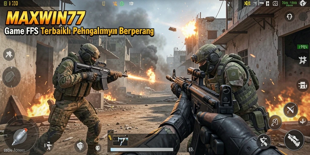 Tampilan aksi menembak mendebarkan dalam gameplay <strong>MAXWIN77</strong>.