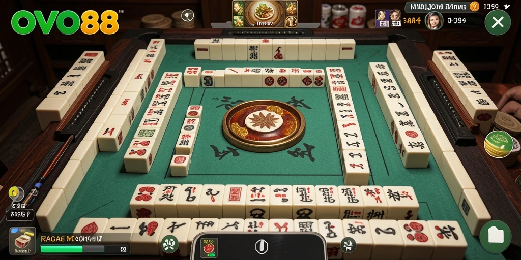 Tampilan menarik gameplay OVO88 dalam permainan Mahjong.
