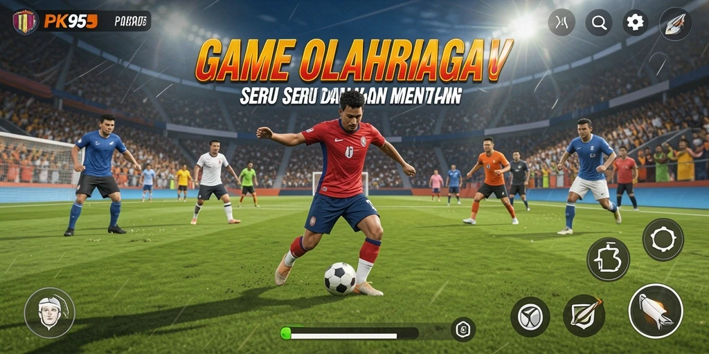Screenshot PK95 menunjukkan aksi seru dalam pertandingan olahraga.