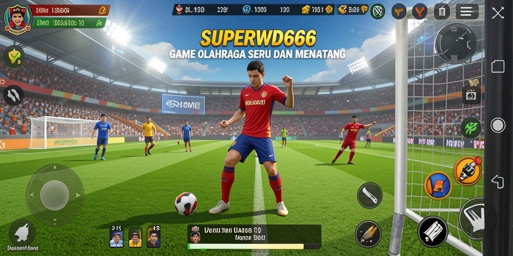 Tampilan gameplay menarik dari SUPERWD666 yang menampilkan aksi olahraga.