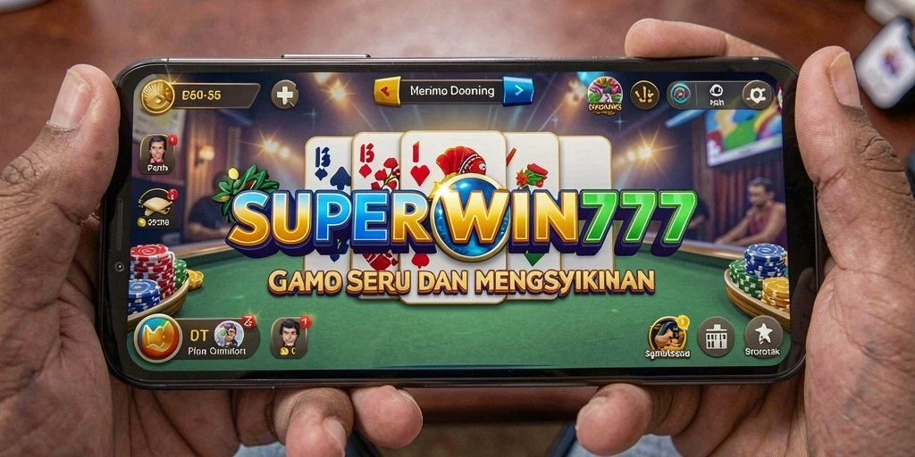 Screenshot gameplay <strong>SUPERWIN777</strong> menampilkan keseruan permainan Domino.