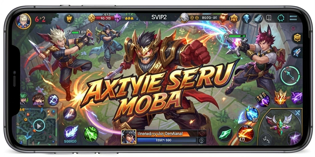 Tampilan aksi seru dalam gameplay MOBA SVIP2.
