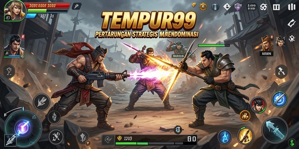 Screenshot TEMPUR99 menampilkan aksi pertempuran mendebarkan dengan strategi yang intens.
